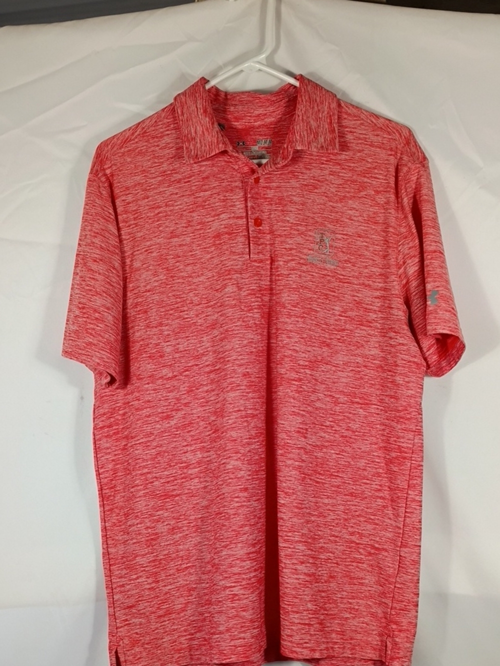 EUC Under Armour Red Heather Performance Polo TPC Myrtle Beach Size Medium Golf